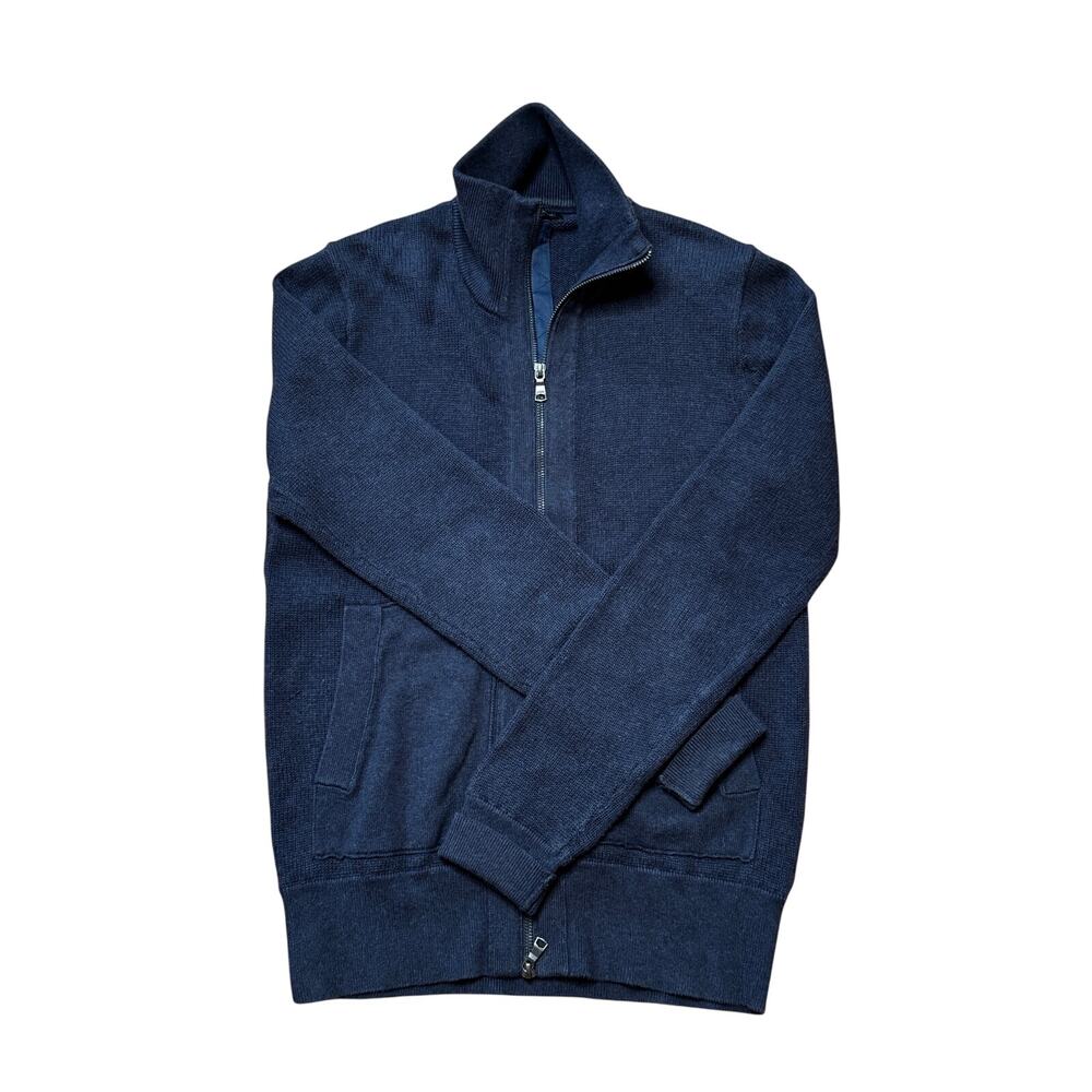 Banana Republic Double Zip Cotton Sweater Navy Men's Small - Picture 9 of 12